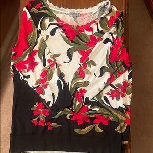Joseph A Red and Black Floral Sweater